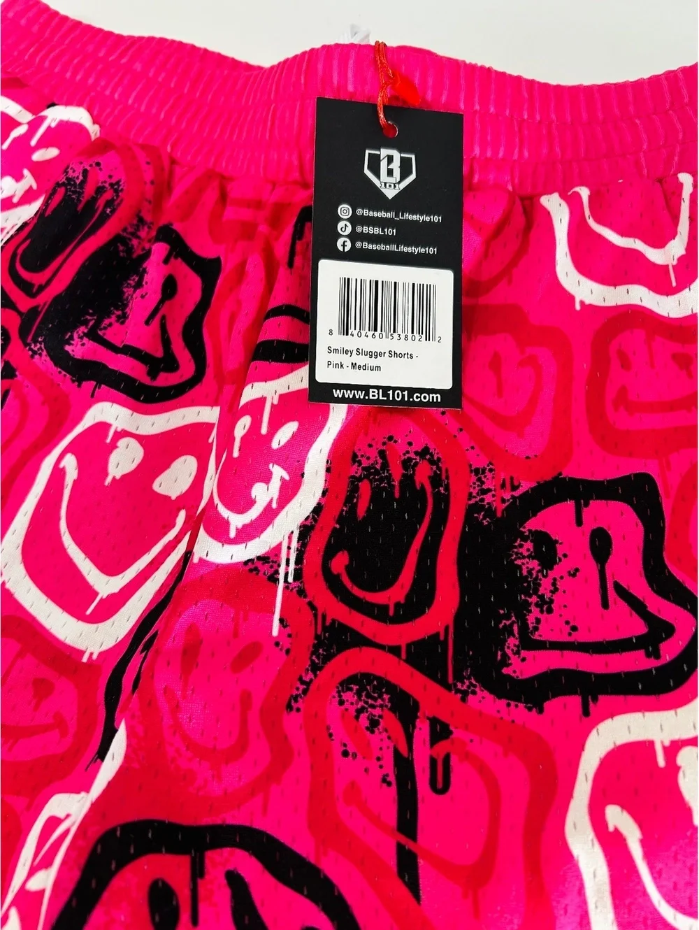 Baseball Lifestyle 101 Men M NWT Mesh Shorts Lot Donut & Pink Drip Smiley Face